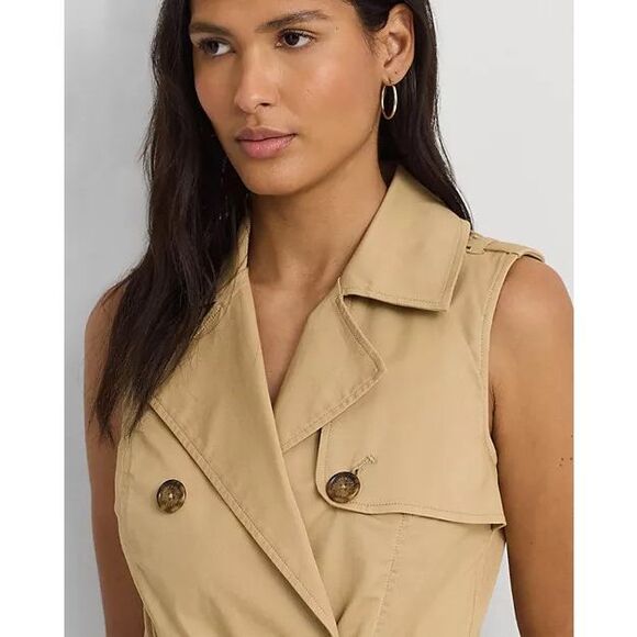 Lauren Ralph Lauren Twill Trench Dress Belted Sleeveless NWT Size 8 - Picture 5 of 13
